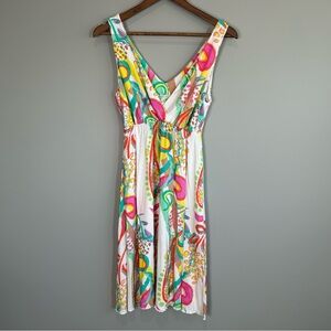 Mary Ellen Y2K Color Floral Pattern White Midi Dress Women's Size Medium